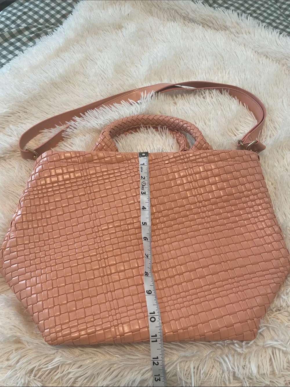 Woven Pink Tote with Detachable Shoulder Strap